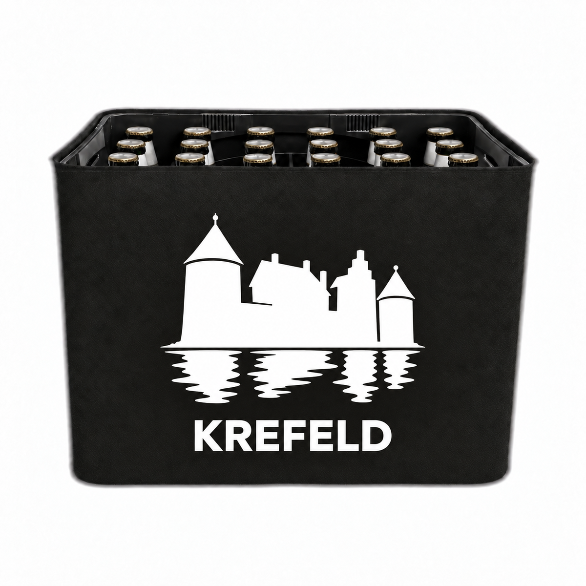 KistenBlende Krefeld Stadt Silhouette 2 auf Bierkasten