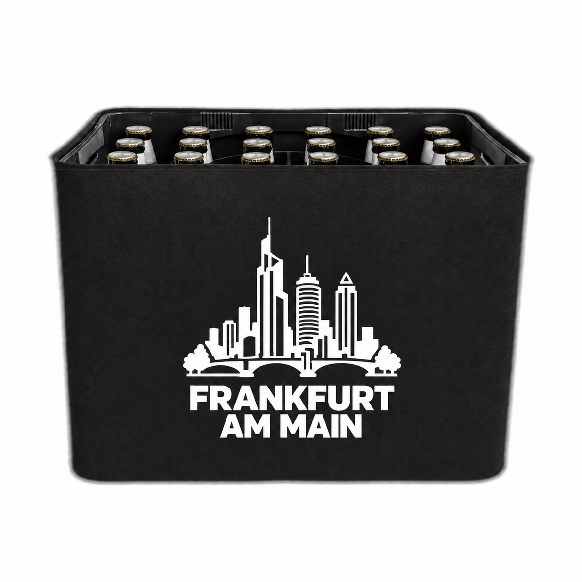 KistenBlende Frankfurt am Main Stadt Silhouette auf Bierkasten