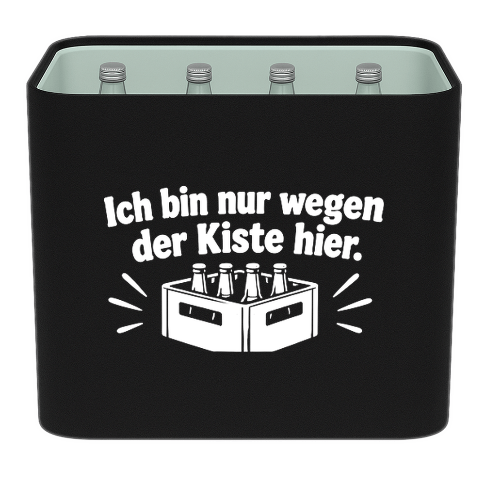 KistenBlende – Ich bin nur wegen der Kiste hier. – Wasserkiste GLAS 12 × 0,7 l