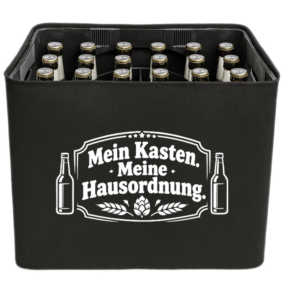 KistenBlende – Mein Kasten. Meine Hausordnung. – Bierkasten 24 × 0,33 l und 20 × 0,5 l