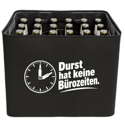 KistenBlende – Durst hat keine Bürozeiten. – Bierkasten 24 × 0,33 l und 20 × 0,5 l
