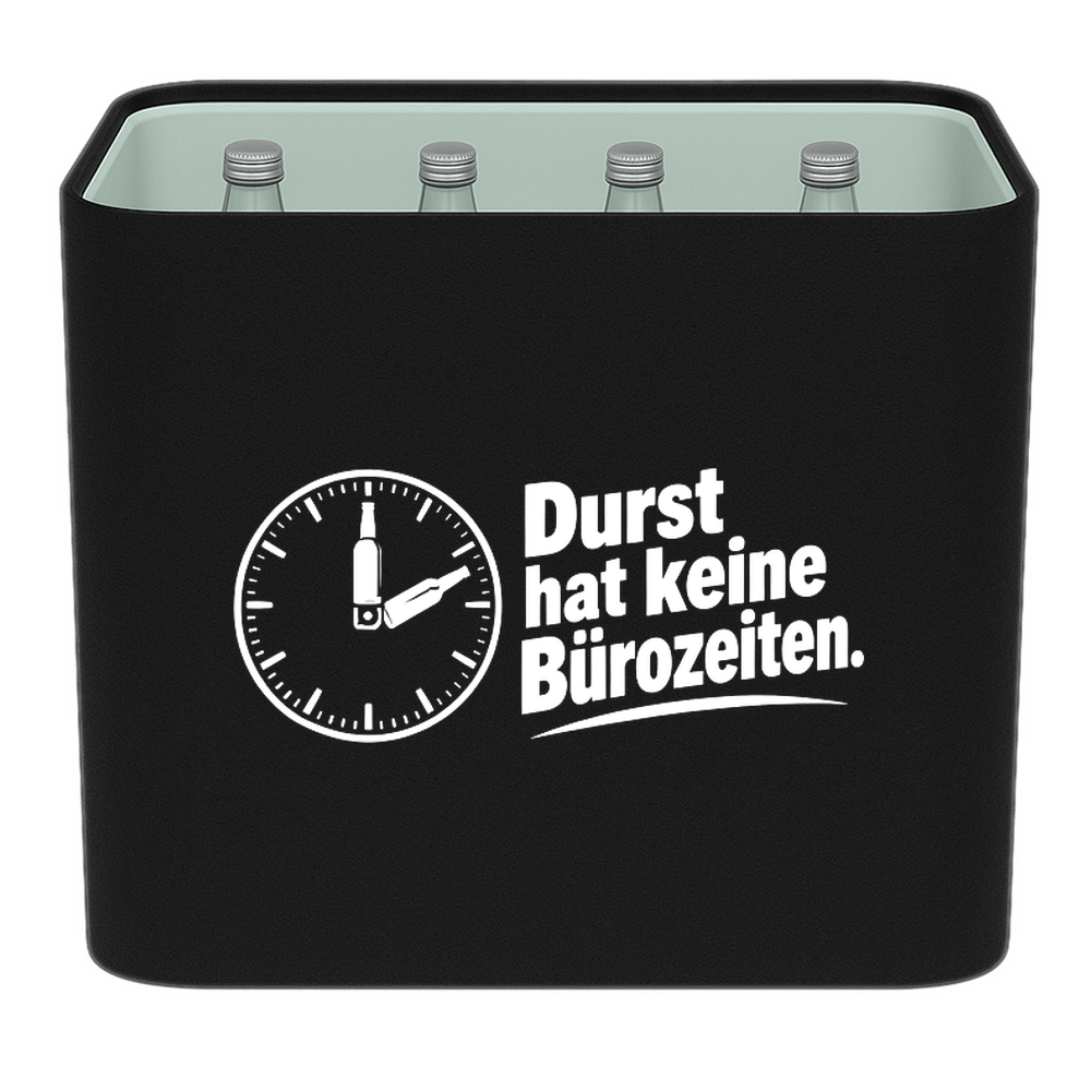 KistenBlende – Durst hat keine Bürozeiten. – Wasserkiste GLAS 12 × 0,7 l