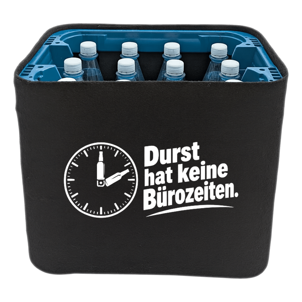 KistenBlende – Durst hat keine Bürozeiten. – Wasserkiste PET 12 × 1 l