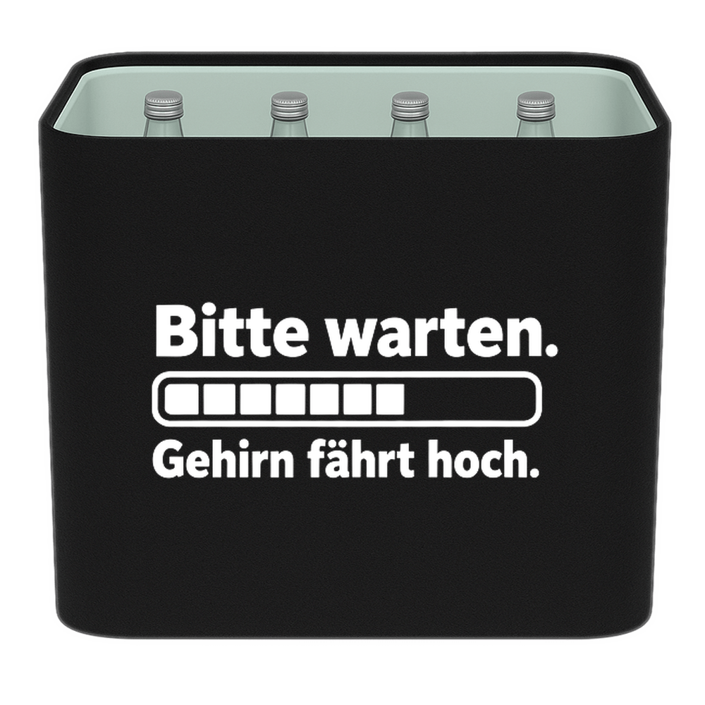 KistenBlende – Bitte warten. Gehirn fährt hoch. – Wasserkiste GLAS 12 × 0,7 l