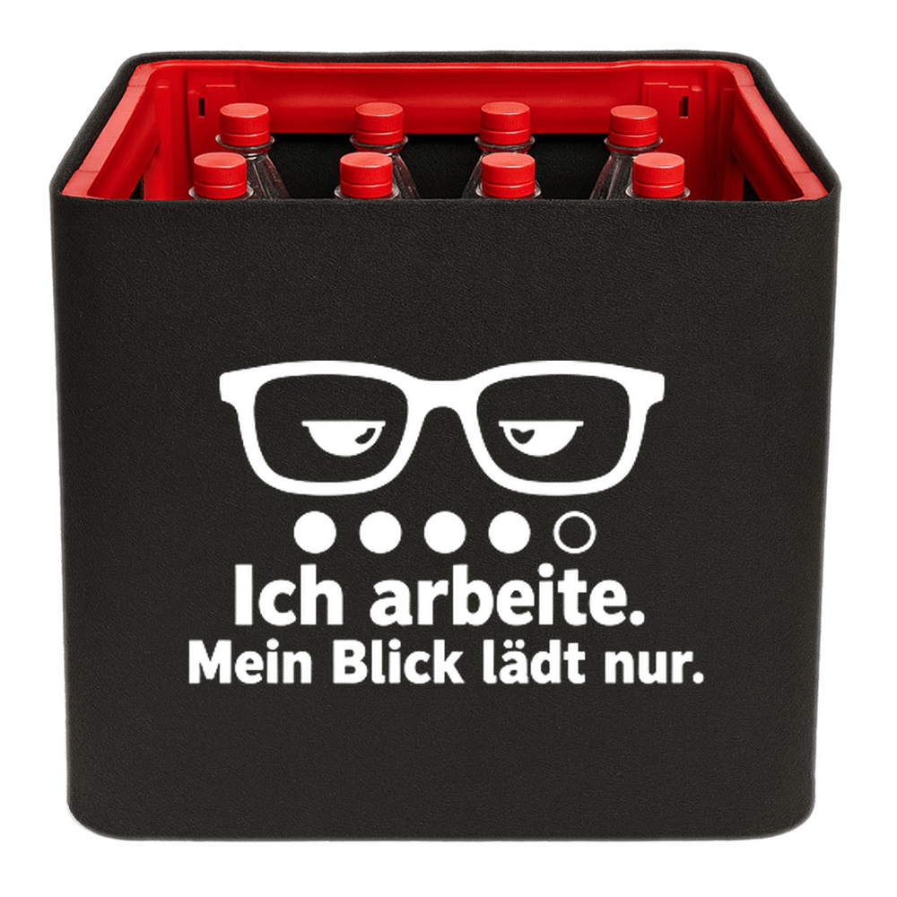 KistenBlende – Ich arbeite. Mein Blick lädt nur. – Limonadenkiste PET 12 × 1 l