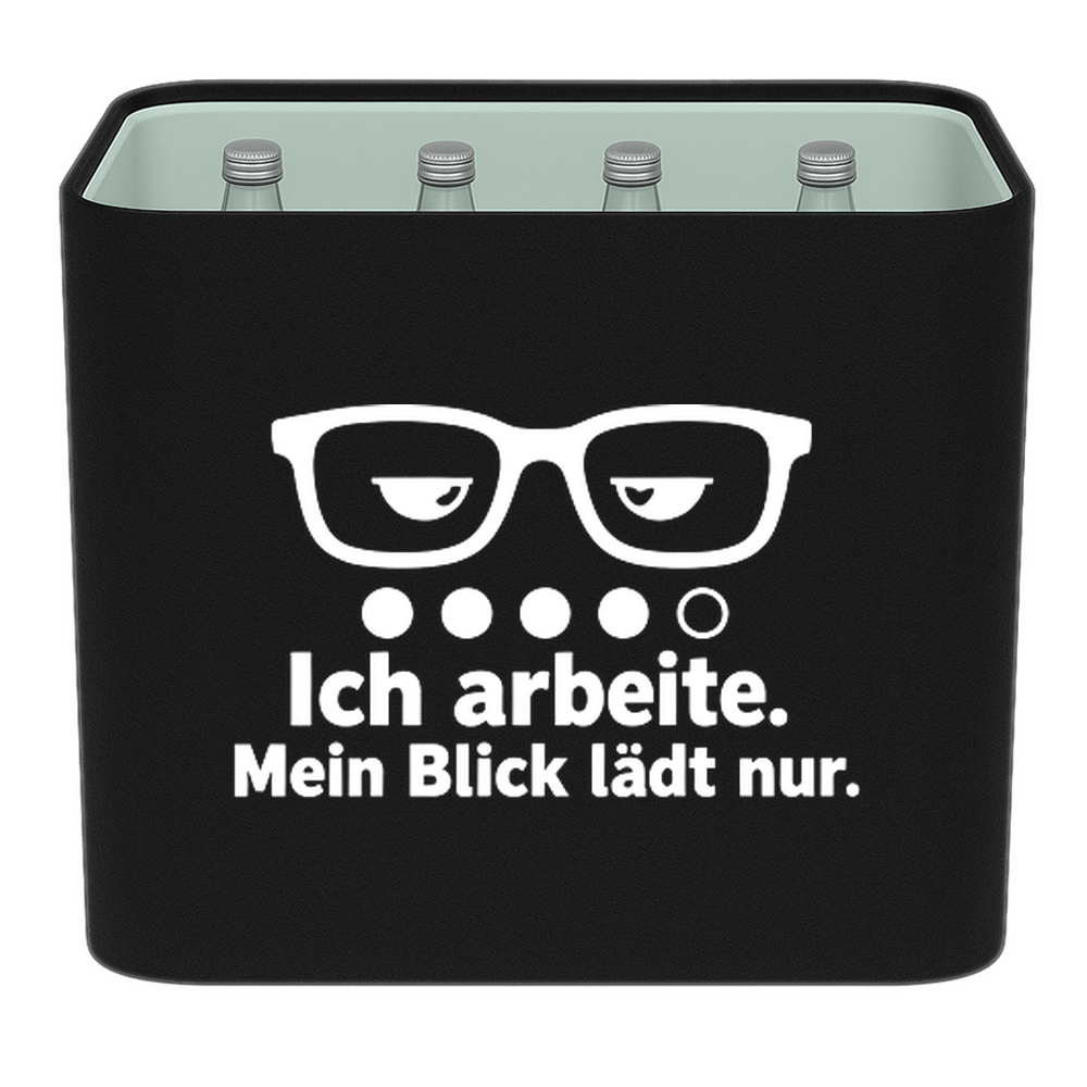 KistenBlende – Ich arbeite. Mein Blick lädt nur. – Wasserkiste GLAS 12 × 0,7 l