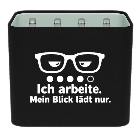 KistenBlende – Ich arbeite. Mein Blick lädt nur. – Wasserkiste GLAS 12 × 0,7 l