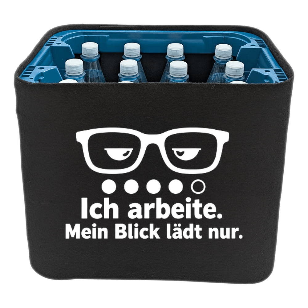 KistenBlende – Ich arbeite. Mein Blick lädt nur. – Wasserkiste PET 12 × 1 l