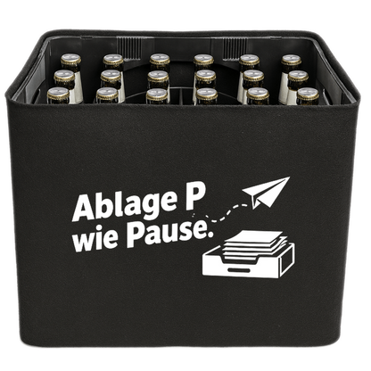 KistenBlende – Ablage P wie Pause. – Bierkasten 24 × 0,33 l und 20 × 0,5 l