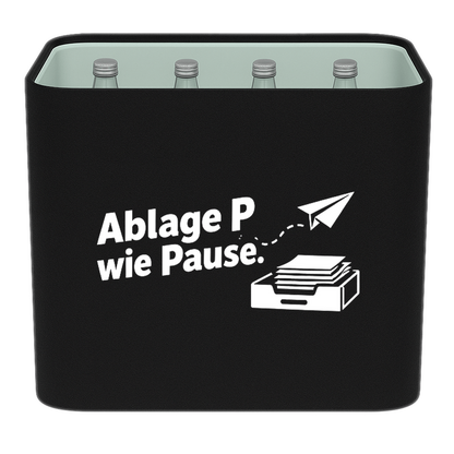 KistenBlende – Ablage P wie Pause. – Wasserkiste GLAS 12 × 0,7 l
