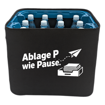 KistenBlende – Ablage P wie Pause. – Wasserkiste PET 12 × 1 l
