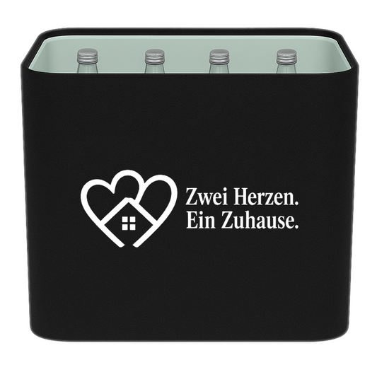 KistenBlende – Zwei Herzen. Ein Zuhause. – Wasserkiste GLAS 12 × 0,7 L