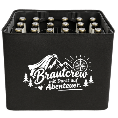 KistenBlende – Brautcrew mit Durst auf Abenteuer. – Bierkasten 24 × 0,33 L / 20 × 0,5 L