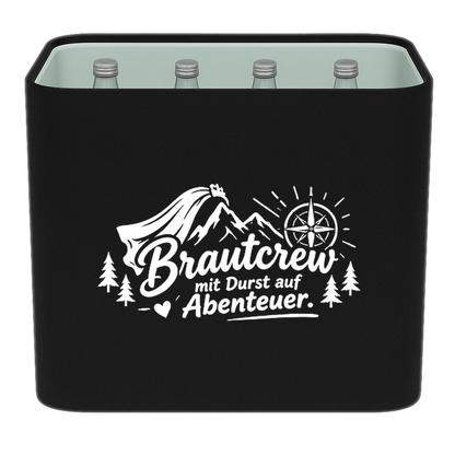 KistenBlende – Brautcrew mit Durst auf Abenteuer. – Wasserkiste GLAS 12 × 0,7 L