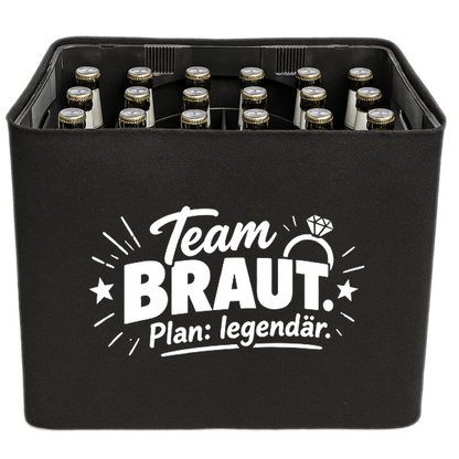 KistenBlende – Team Braut. Plan: legendär. – Bierkasten 24 × 0,33 L / 20 × 0,5 L