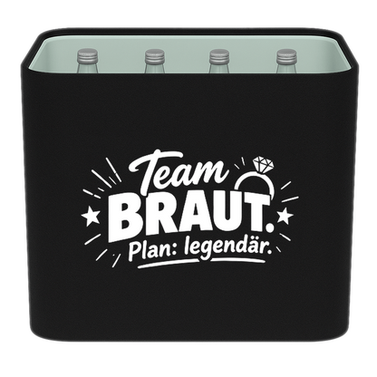 KistenBlende – Team Braut. Plan: legendär. – Wasserkiste GLAS 12 × 0,7 L