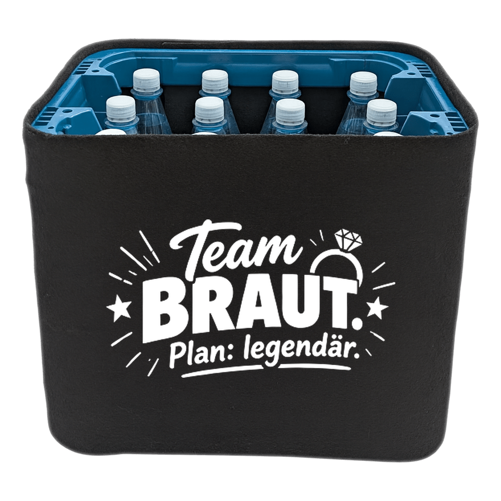 KistenBlende – Team Braut. Plan: legendär. – Wasserkiste PET 12 × 1 L