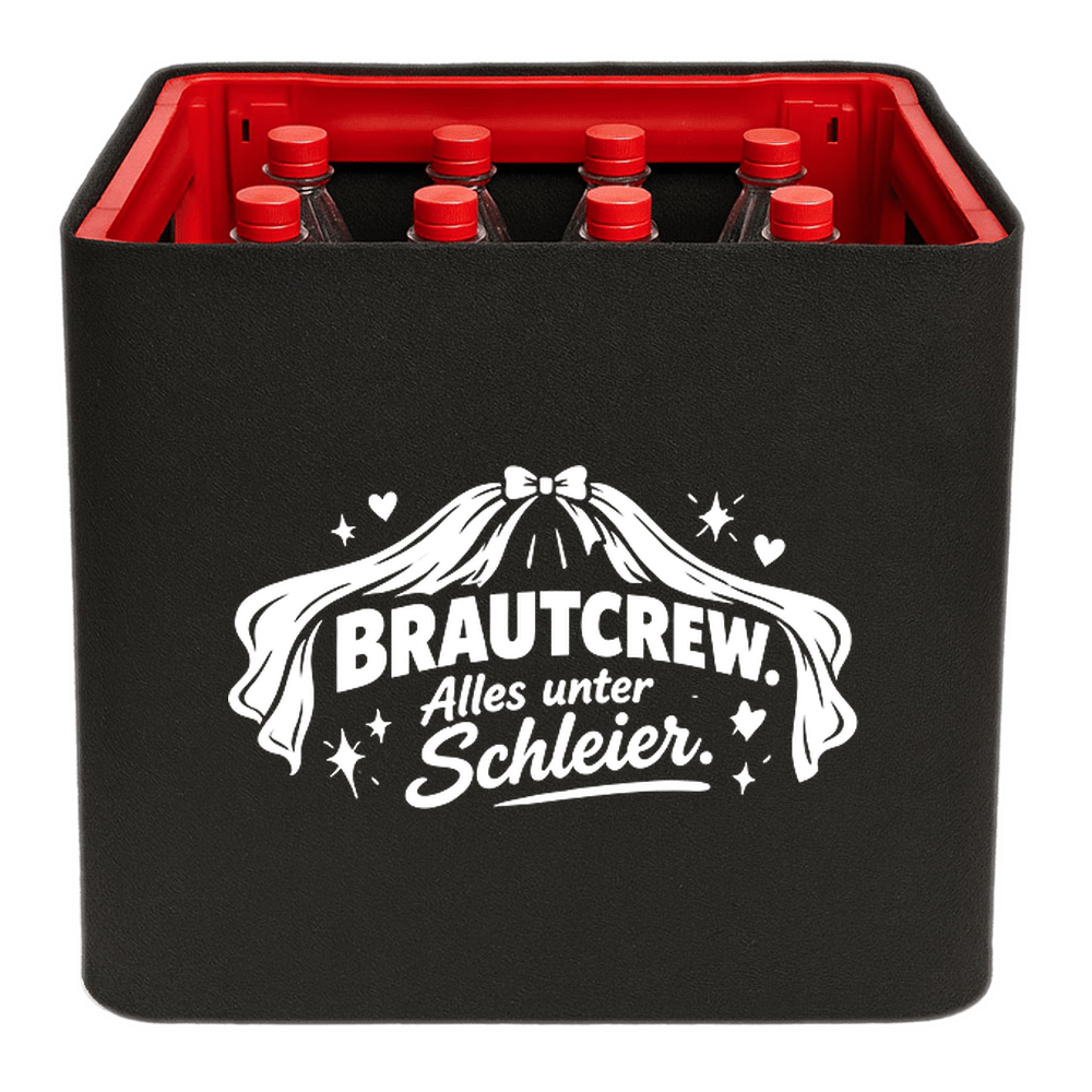 KistenBlende – Brautcrew. Alles unter Schleier. – Limonadenkiste PET 12 × 1 L