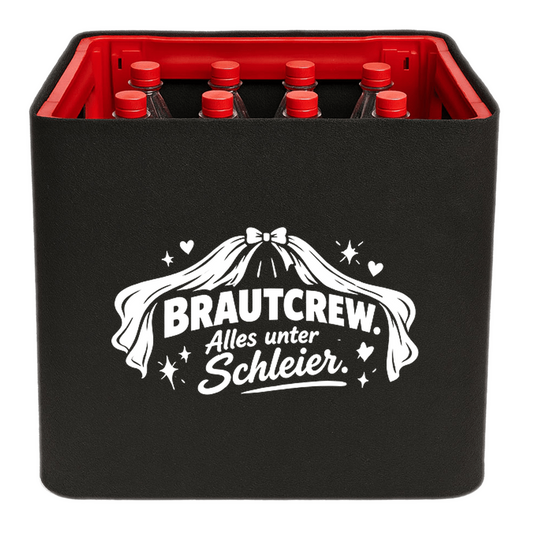 KistenBlende – Brautcrew. Alles unter Schleier. – Limonadenkiste PET 12 × 1 L