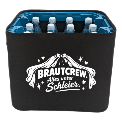 KistenBlende – Brautcrew. Alles unter Schleier. – Wasserkiste PET 12 × 1 L