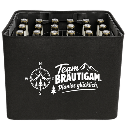 KistenBlende – Team Bräutigam. Planlos glücklich. – Bierkasten 24 × 0,33 L / 20 × 0,5 L