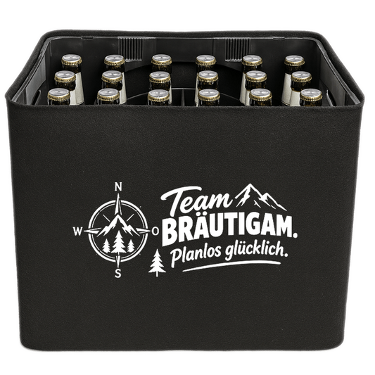 KistenBlende – Team Bräutigam. Planlos glücklich. – Bierkasten 24 × 0,33 L / 20 × 0,5 L