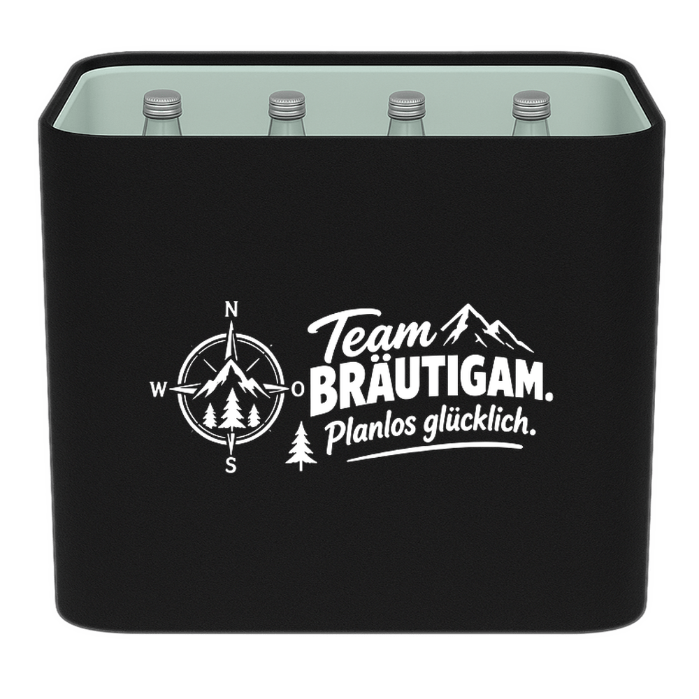 KistenBlende – Team Bräutigam. Planlos glücklich. – Wasserkiste GLAS 12 × 0,7 L