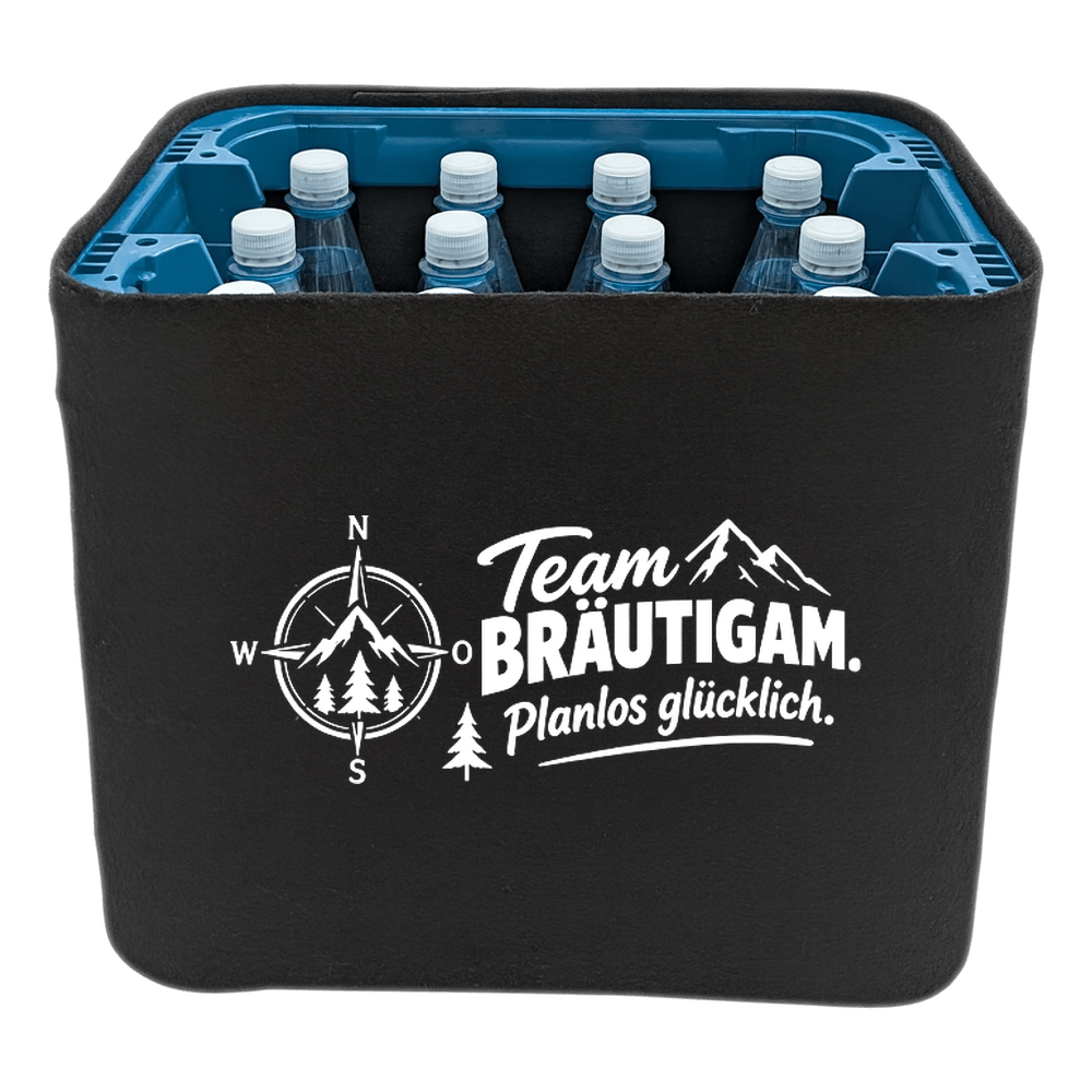 KistenBlende – Team Bräutigam. Planlos glücklich. – Wasserkiste PET 12 × 1 L