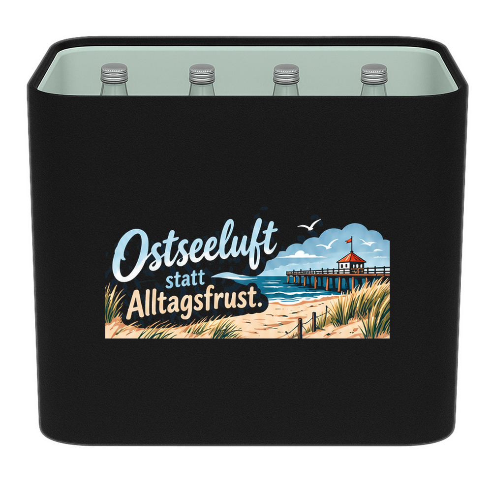 KistenBlende – Ostseeluft statt Alltagsfrust. – Wasserkiste Glas 12 × 0,75 l