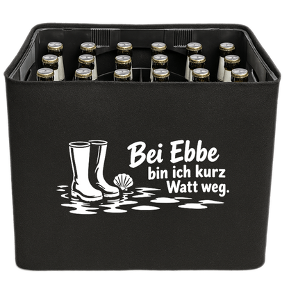 KistenBlende mit dem Motiv „Bei Ebbe bin ich kurz Watt weg.“ – Bierkiste 24 × 0,33 l und 20 × 0,5 l