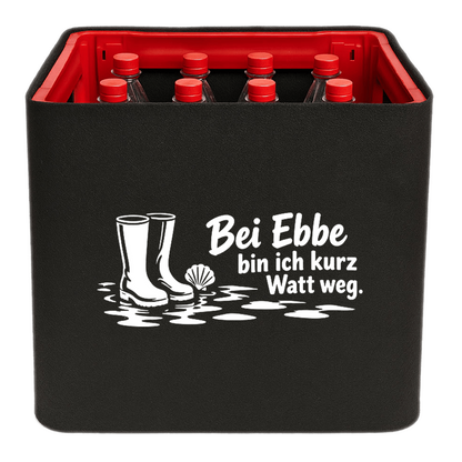 KistenBlende mit dem Motiv „Bei Ebbe bin ich kurz Watt weg.“ – Limonadenkiste 12 × 1 l PET