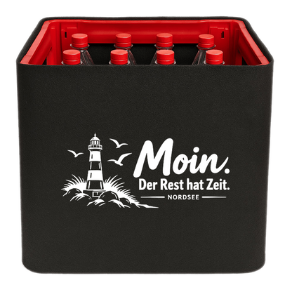 KistenBlende mit dem Motiv „Moin. Der Rest hat Zeit.“ – Limonadenkiste 12 × 1 l PET