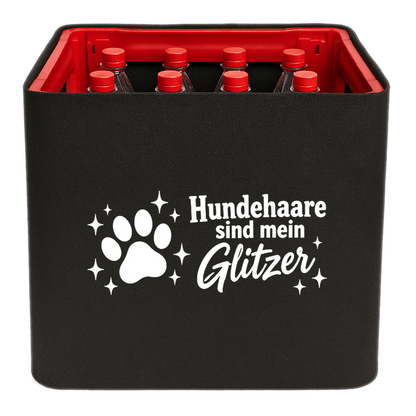 KistenBlende mit dem Motiv „Hundehaare sind mein Glitzer.“ – Limonadenkiste 12 × 1 l PET