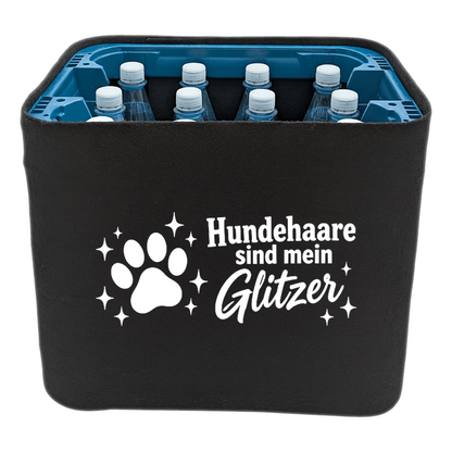KistenBlende mit dem Motiv „Hundehaare sind mein Glitzer.“ – Wasserkiste 12 × 1 l PET