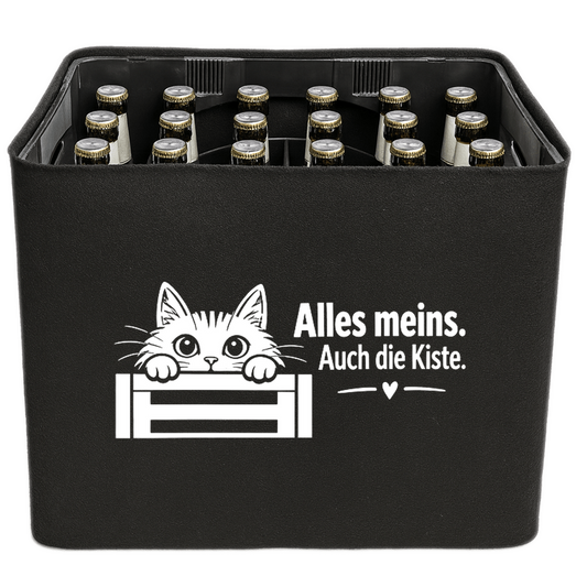 KistenBlende mit dem Motiv „Alles meins. Auch die Kiste.“ – Bierkiste 24 × 0,33 l und 20 × 0,5 l