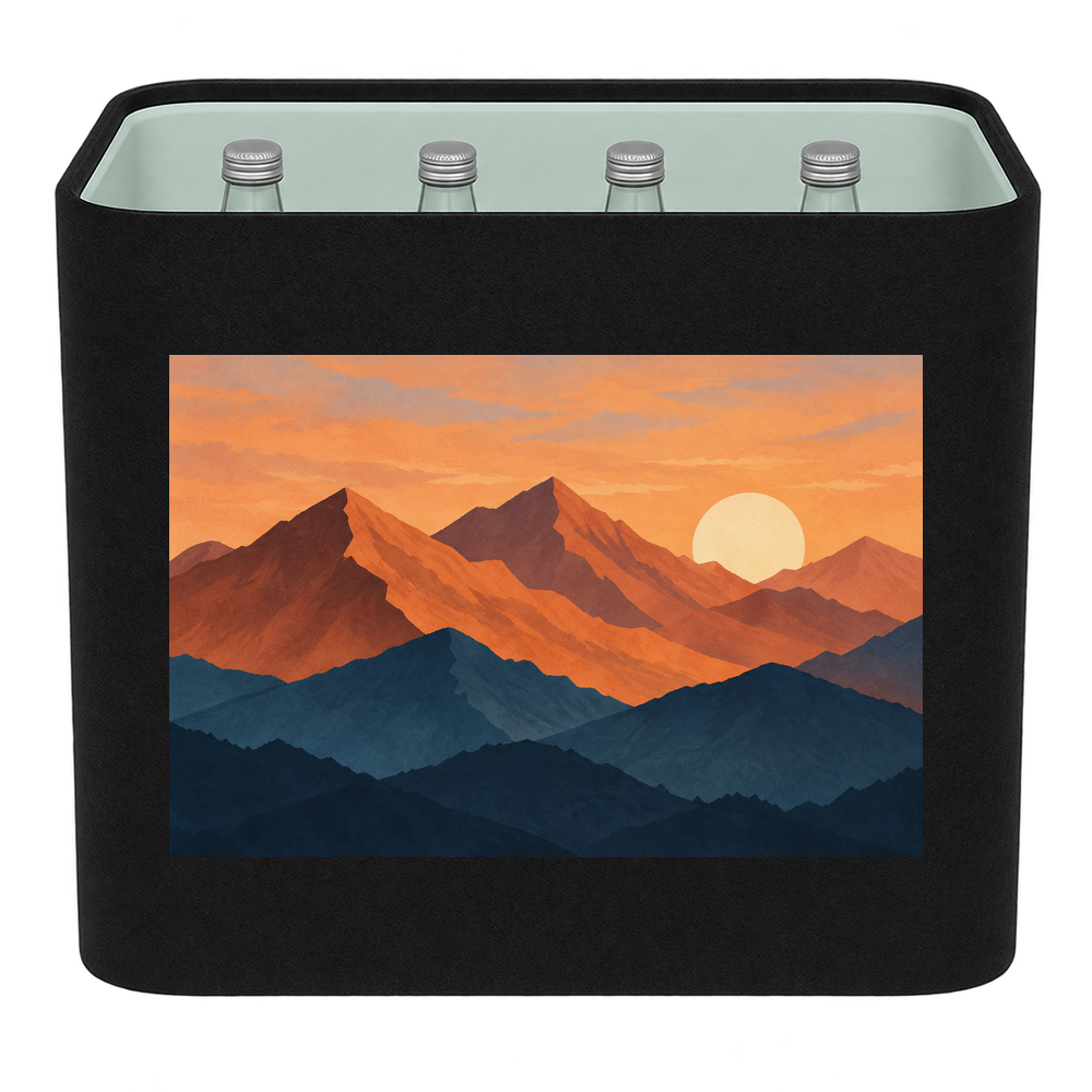 KistenBlende Berge im Abendlicht – WASSER GLAS