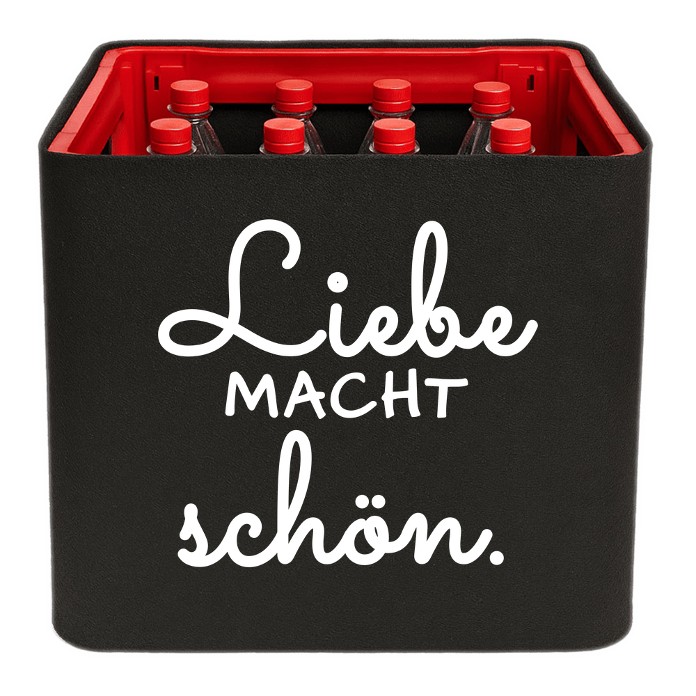 KistenBlende mit dem Spruch „Liebe macht schön.“ – Limonadenkiste 12 × 1 l PET