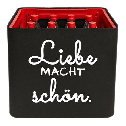 KistenBlende mit dem Spruch „Liebe macht schön.“ – Limonadenkiste 12 × 1 l PET