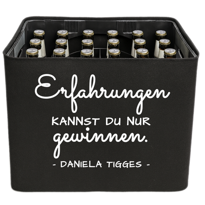 KistenBlende mit dem Spruch „Erfahrungen kannst du nur gewinnen.“ – Bierkasten 24 × 0,33 l und 20 × 0,5 l