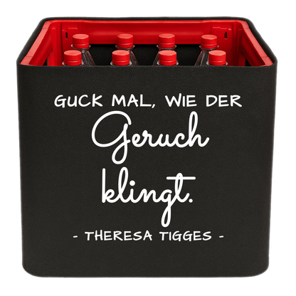 KistenBlende mit dem Spruch „Guck mal, wie der Geruch klingt.“ – Limonadenkiste 12 × 1 l PET