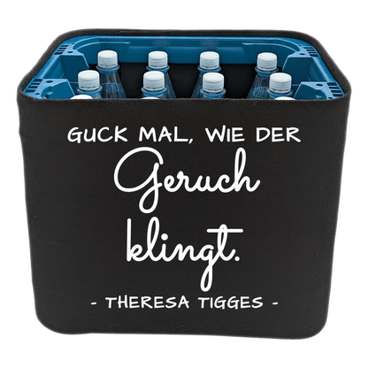 KistenBlende mit dem Spruch „Guck mal, wie der Geruch klingt.“ – Wasserkiste 12 × 1 l PET