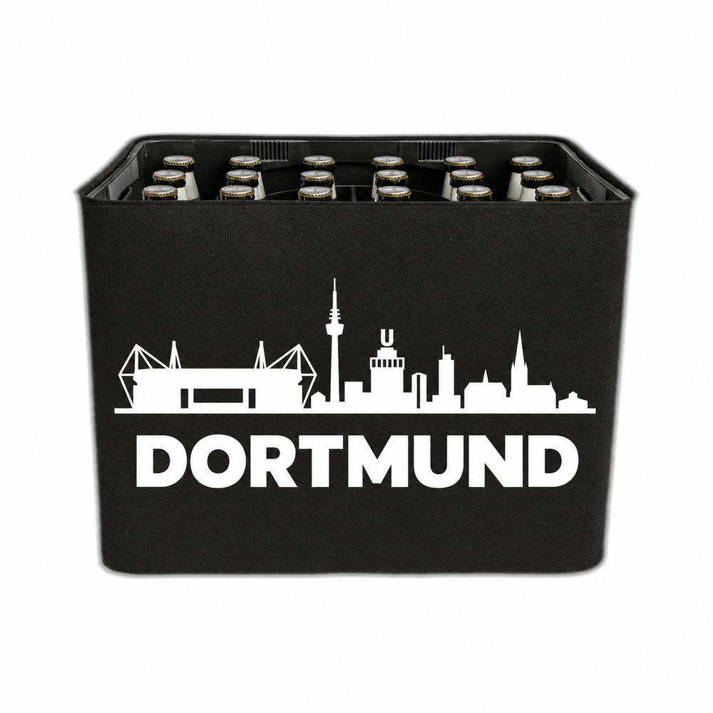 KistenBlende Dortmund Silhouette auf Bierkasten