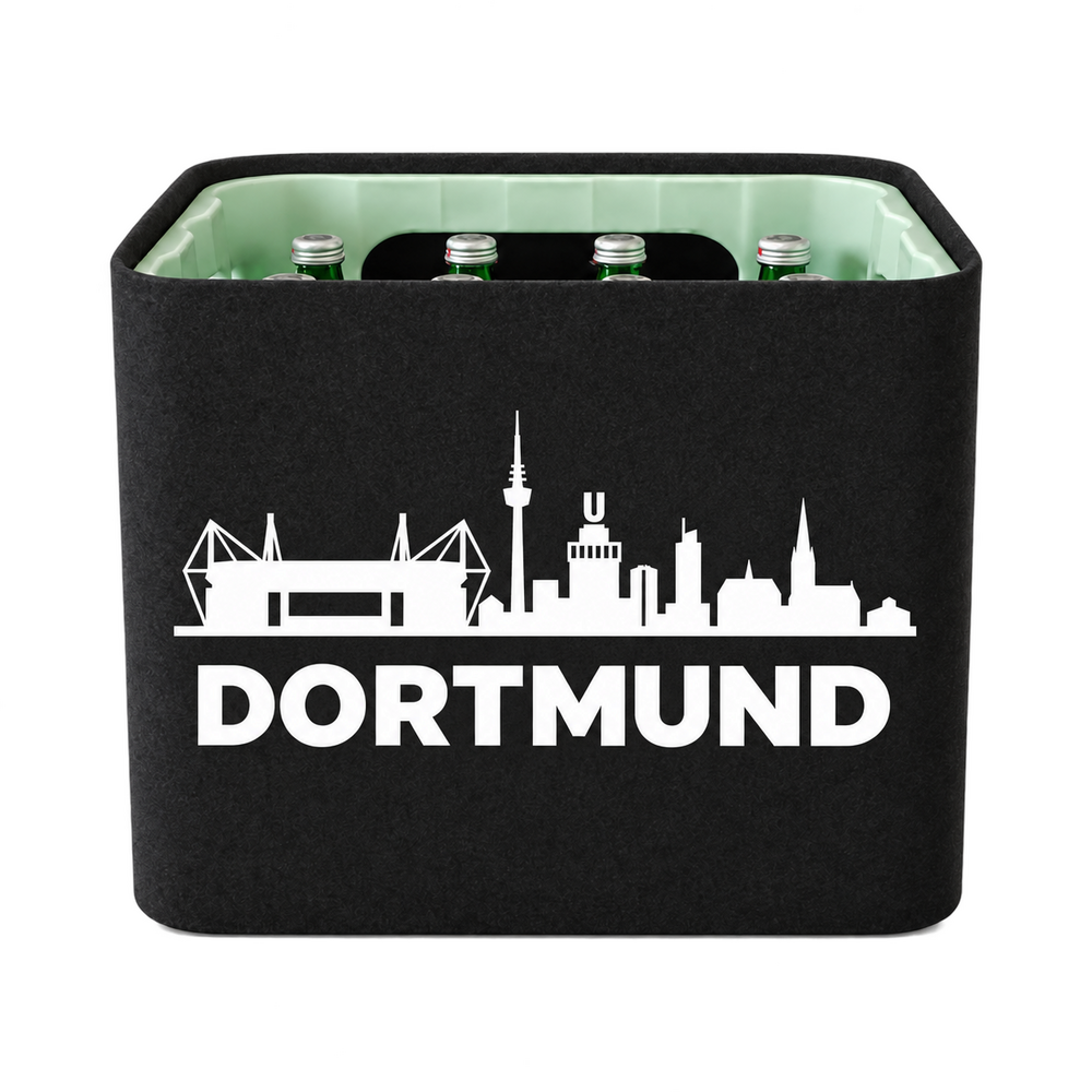 KistenBlende Dortmund Silhouette auf Wasserkiste Glas