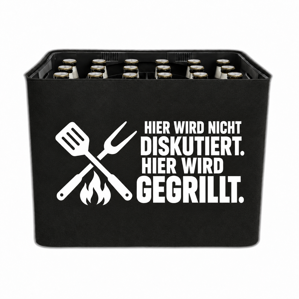 KistenBlende HIER WIRD NICHT DISKUTIERT. HIER WIRD GEGRILLT. – bier-24x0-33l-20x0-5l