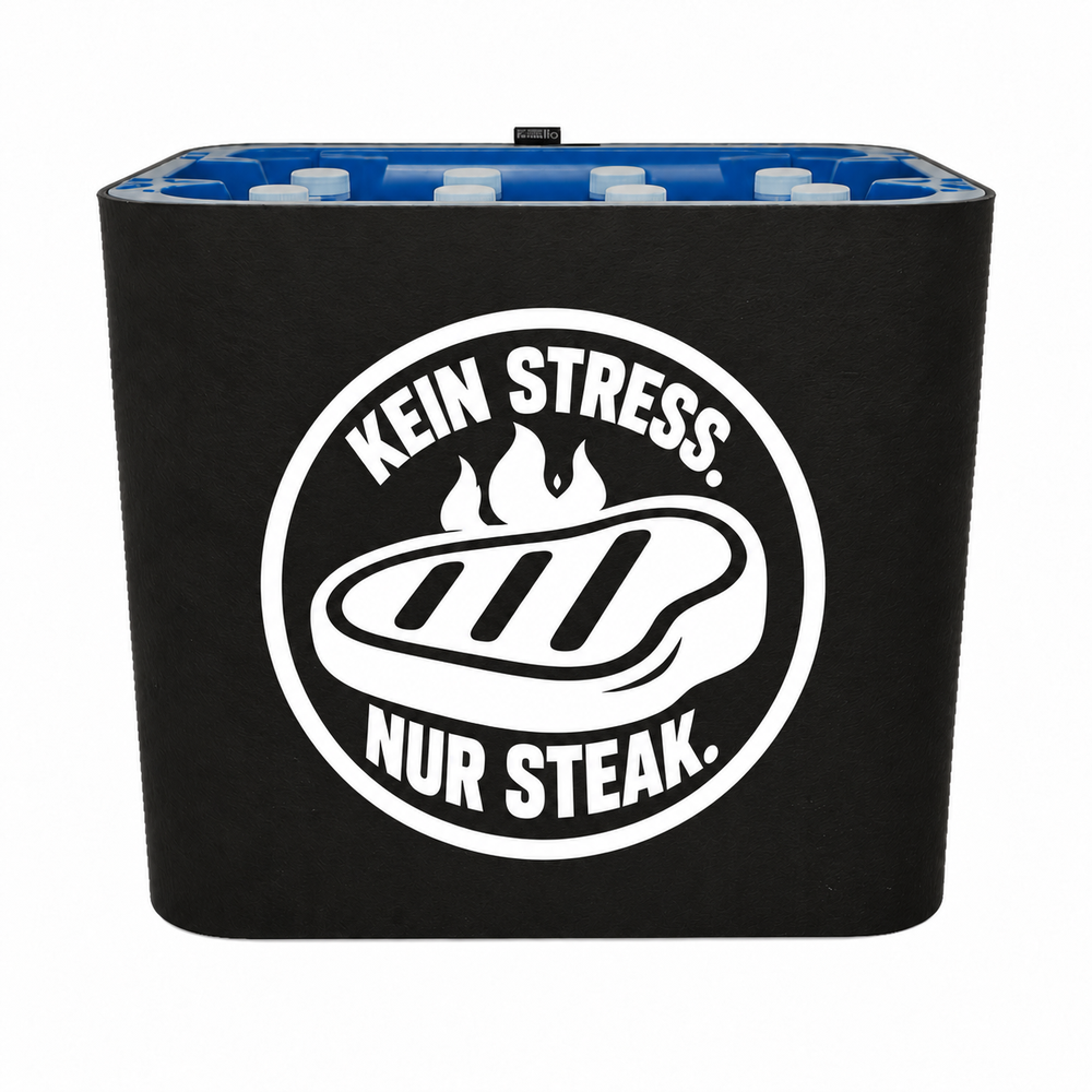 KistenBlende KEIN STRESS. NUR STEAK. – wasser-pet-12x1l