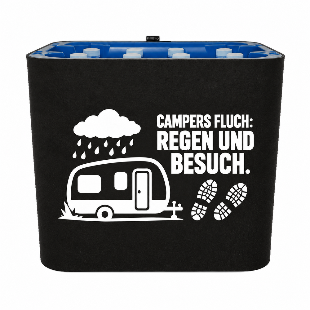 KistenBlende CAMPERS FLUCH: REGEN UND BESUCH. – wasser-pet-12x1l