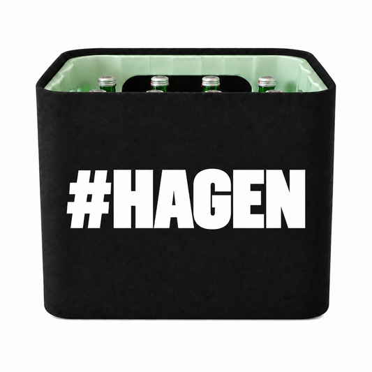 KistenBlende #HAGEN auf Wasserkiste Glas