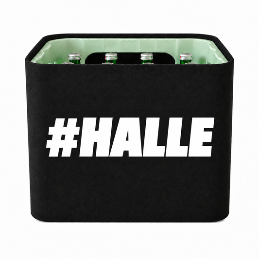 KistenBlende #HALLE auf Wasserkiste Glas