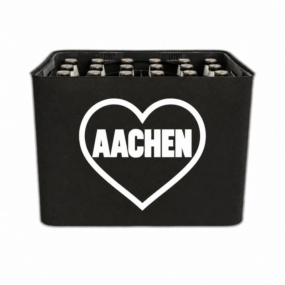 KistenBlende Aachen Stadt mit Herz auf Bierkasten