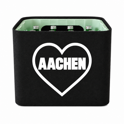 KistenBlende Aachen Stadt mit Herz auf Wasserkiste Glas